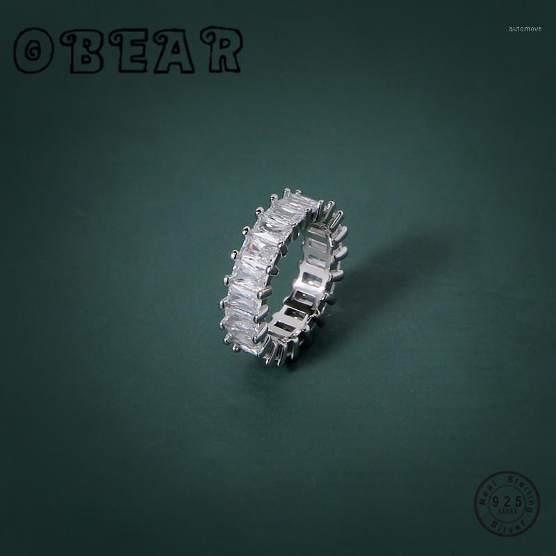 

OBEARHandmade Eternity Promise Ring 925 Sterling Silver CZ Engagement Wedding Band Rings for Women Finger Party Jewelry1