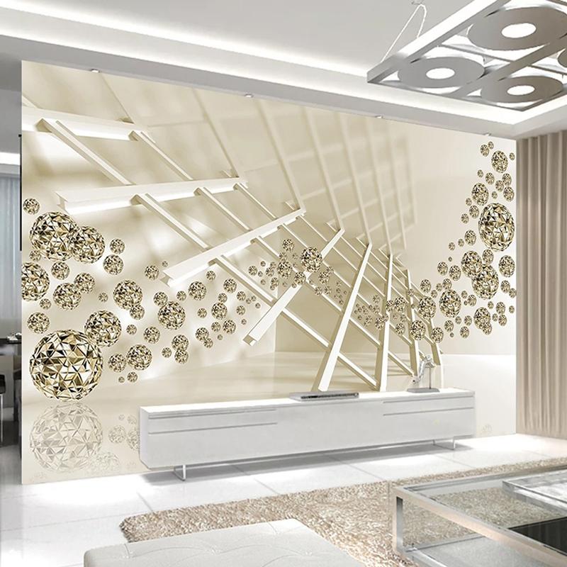 

Custom Any Size Mural Wallpaper 3D Stereo Space Golden Sphere Creative Photo Wall Papers Living Room TV Self-Adhesive Home Decor, As pic