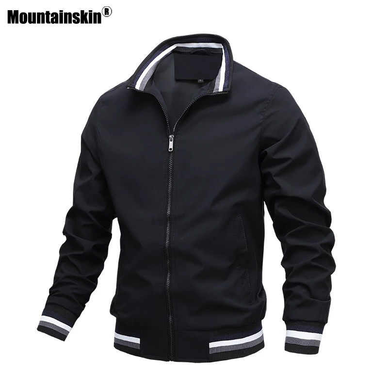 

Men's Bomber Jacket Autumn Mens Casual Slim Fit Windproof Jacket New Fashion Stand Collar Windbreaker Male, Dark blue