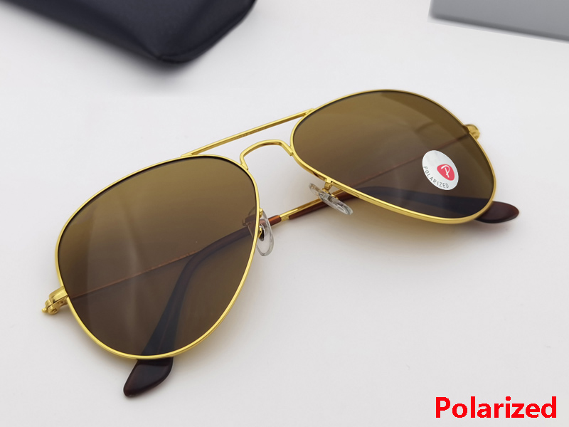 

Polarized classic pilot sunglasses top quality size 58mm 62mm metal frame men and women fashion brand design driving gafas with leather box packaging