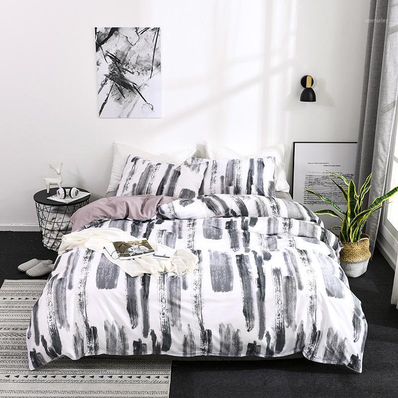 

Simple Style Bedding Set Splash Ink Pattern Students Comforter Cover Pillowcase Bedclothes Adults Duvet Cover Set  EU Single1, No-6