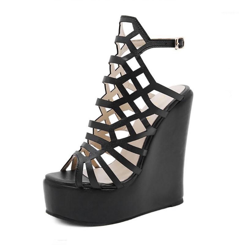 

PRETO BRANCO 2020 Hollow Slanted Heel Cool Shoes 35-42 Nightclub Model Style High-Heeled Sandals Black Rome Style -9913-211