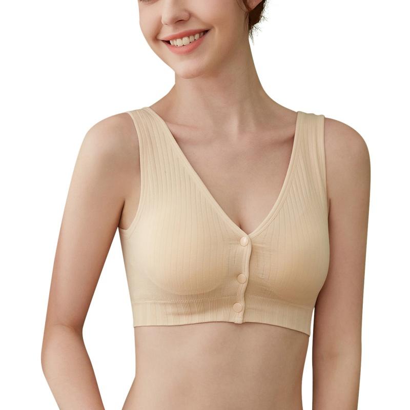

Cotton Wire Free Maternity Bra Tops Breastfeeding Bra Front 3 Buttons Women Pregnant Feeding Nursing Bras Pregnancy Clothes, Lq2339b