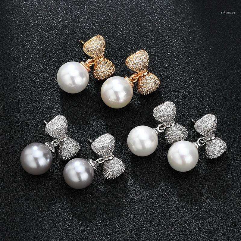 

Lan Fashionable 925 Sterling Silver Jewelry Inlay Pearl Crystal Cubic Zirconia Earrings For Women Free Shipping Fine Jewelry1