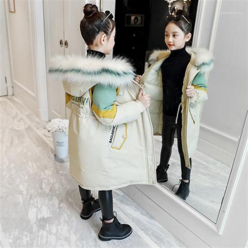 

Russian Winter Parkas Down Jacket Teen Warm Coat Outerwear Teenage Outfit Children Kids Girls Fur Hooded Jacket 4-16 Years1, Beige