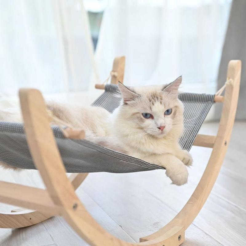 

Pet Dog Cats Wooden Hammock Swing Soft Comfortable Sleeping Mat Cushion Durable Rocking Hanging Bed Pet Supplies Summer breathe