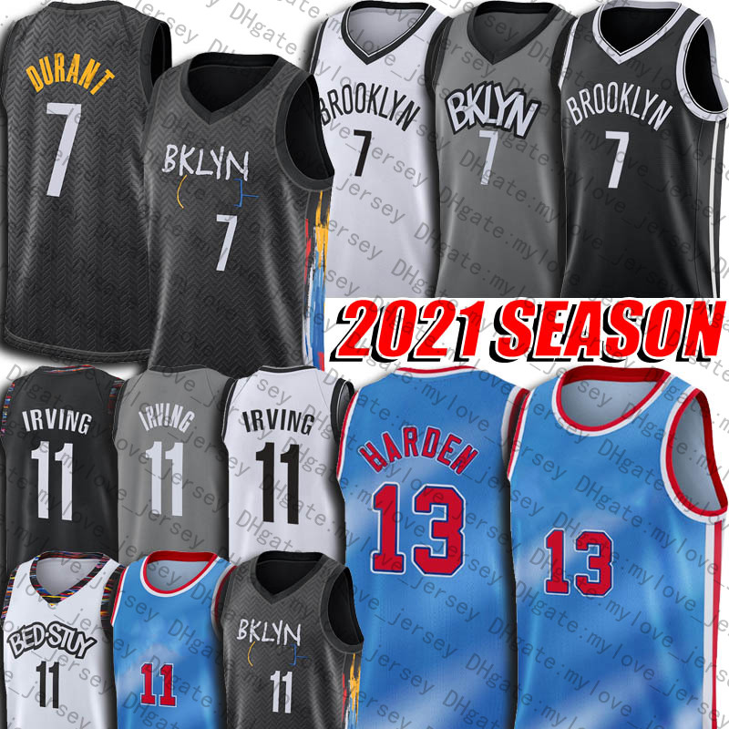 

7 Kevin Durant Jersey 13 Harden Jerseys Kyrie 11 City Irving Jersey Basketball Team Jersey Classic Blue Black Basketball Uniform