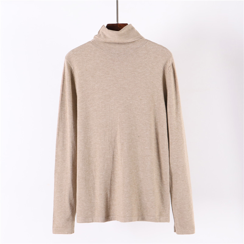 

2021 New Casual Pile Collar Spring Autumn Basic Loose Sweater Pullovers Women Long Sleeve Knit Jumper Female Turtleneck Q3oo, Apricot