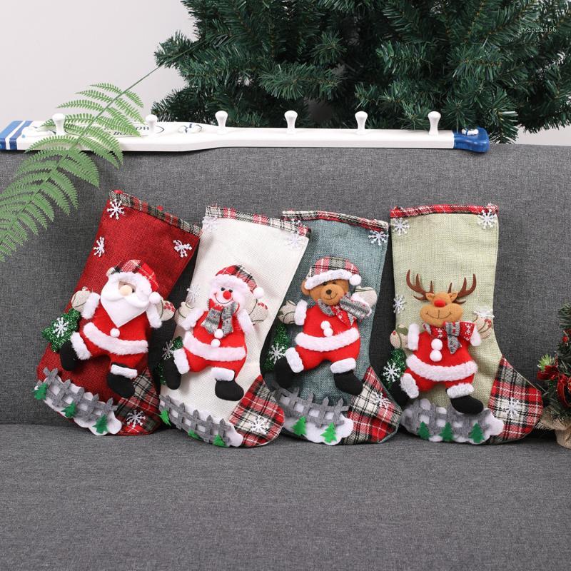 

Christmas Xmas Tree Hanging Party Tree Decor Santa Stocking Sock Gift Candy Bags Lovely Gift Bag For Children Fireplace #451