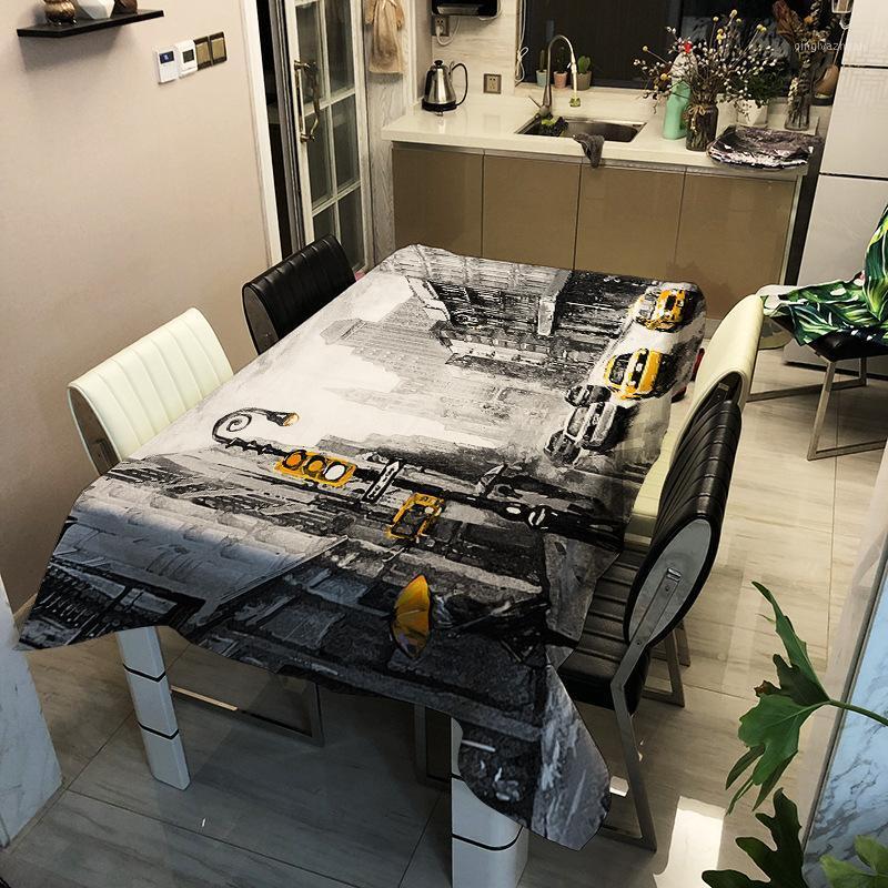 

Modern City Scenery Pattern Tablecloths Microwave oven Dustproof Mat Dining Table Cover Nordic Table Cloth for Home Decorative1, No.1