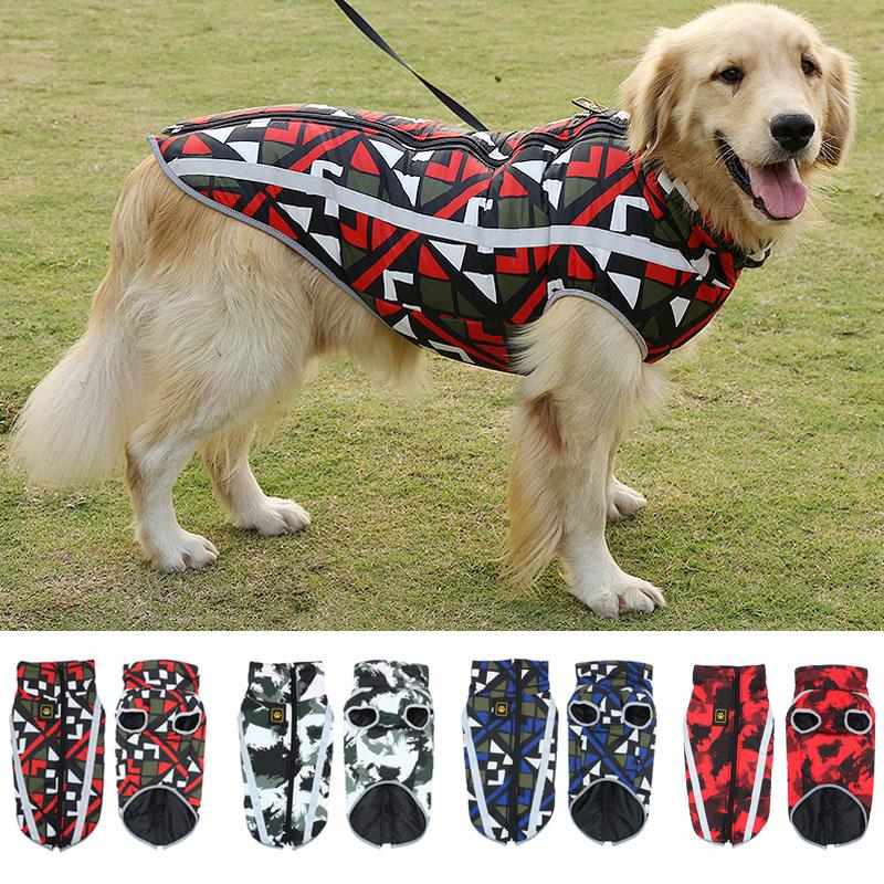 

6XL Warm Winter Chest Harness for Dogs Fashion Windproof Reflective Srip Harnesses Vest Irregular Geometry Pets Chests Clothes, Style 2