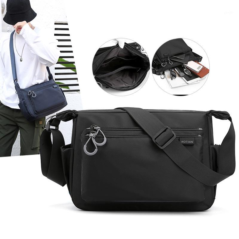 

Waterproof Men Shoulder Bag 2020 High-Capacity Sports Travel Pack Solid Color Phone Pouch Fashion Crossbody Bag Male Bags1, Sky blue