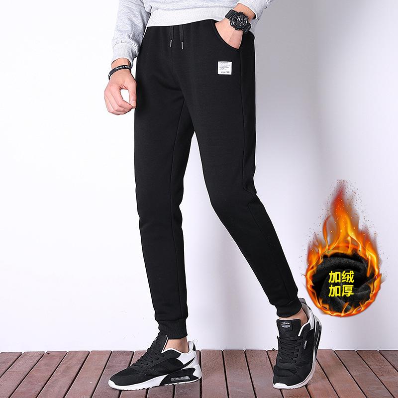 

Casual Men Sports Pants Biker Trousers Youth Thick Plus Velvet Trend Harajuku Elastic Waist Hip Hop Harlan Pants Streetwear