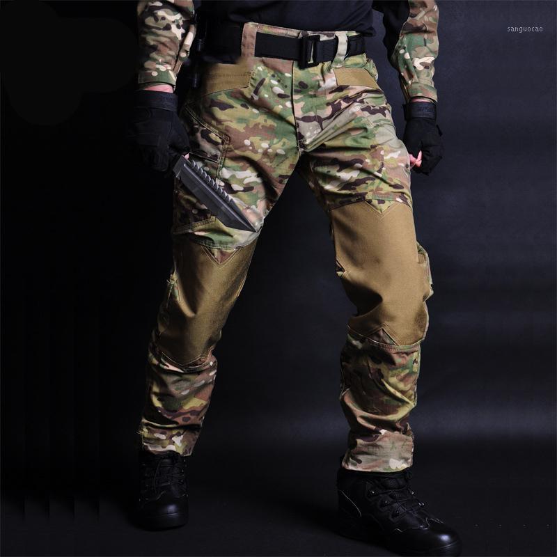 

2020 Tactical Camouflage Pants Outdoor Camping Hiking Waterproof Rip-Stop breathable Cargo Pants SWAT Combat Trousers1, Black