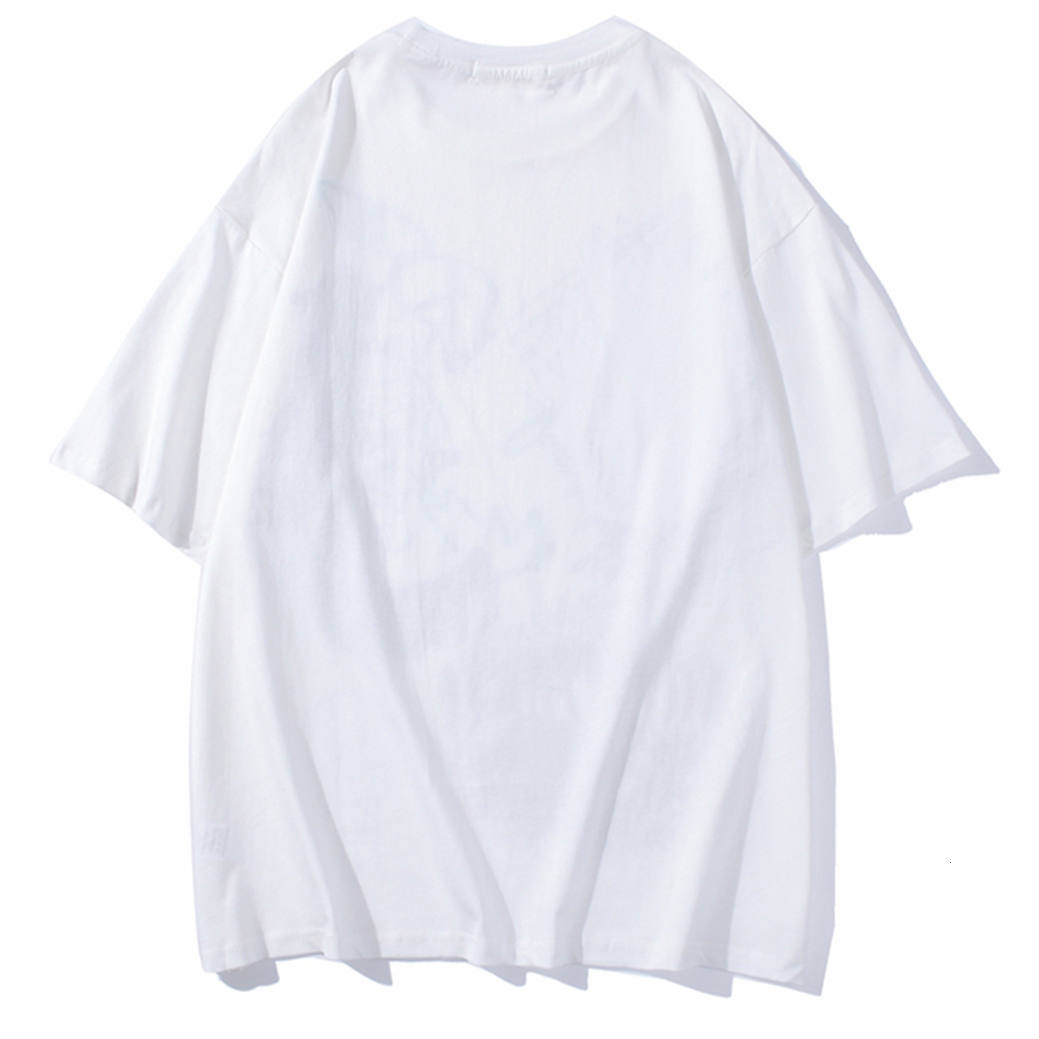 

2021 New Aelfric Eden Spring Summer Hip-hop Punk Streetwear Men' Tshirt Harajuku Cartoon Flame Print Loose Short Sleeve T-shirt Men Dm5e, White