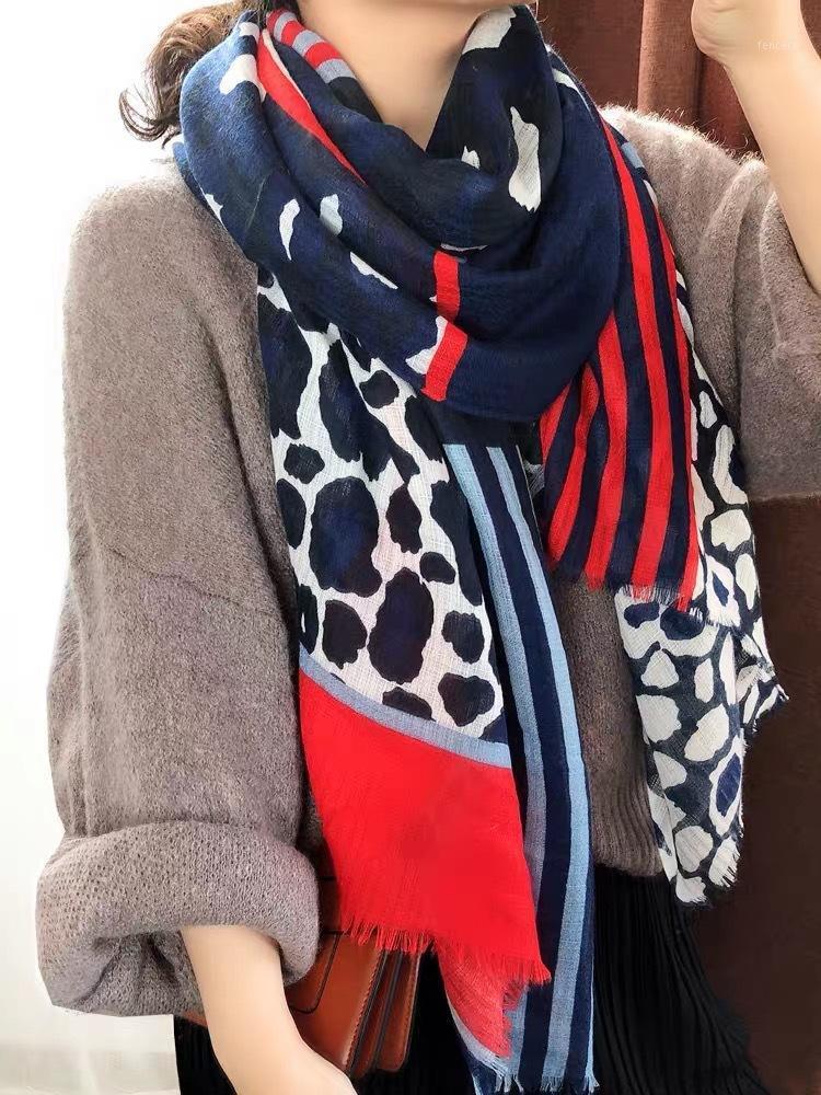 

Shawls Women Winter Scarf Female Autumn Spring Spain Style Blue Red Leopard Pattern Patchwork Echarpe Femme Hiverbufanda Mujer1