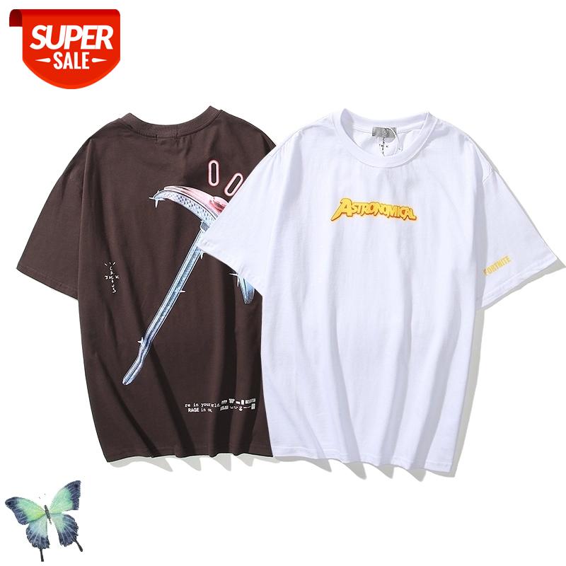 

Travis Scott Jack Hip-hop T Shirt Men Women High Quality Fashion T-shirt European and American Trendy Pickaxe Print T-shirt #Ce0X, White;black