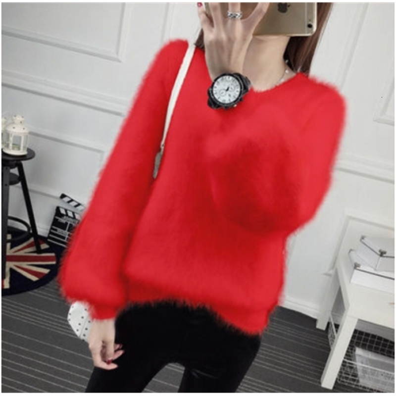 

Spring of Wool Soft Mesh Warm Multi-color Lantern Ladies Ladies'pullover Sweater 49yt, Red