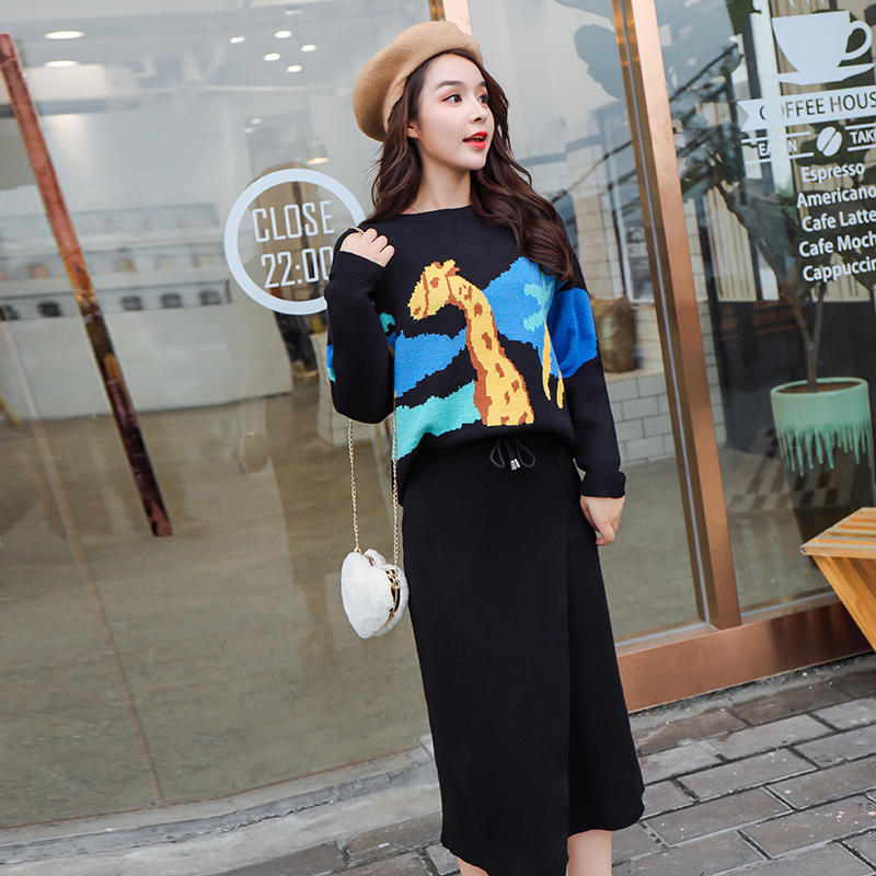 

2 pieces women's clothing embroidered mujer shirts fashion 2020 summer in new sweater tops and nightgown skirt of two sets 303c, Sweater skirt.