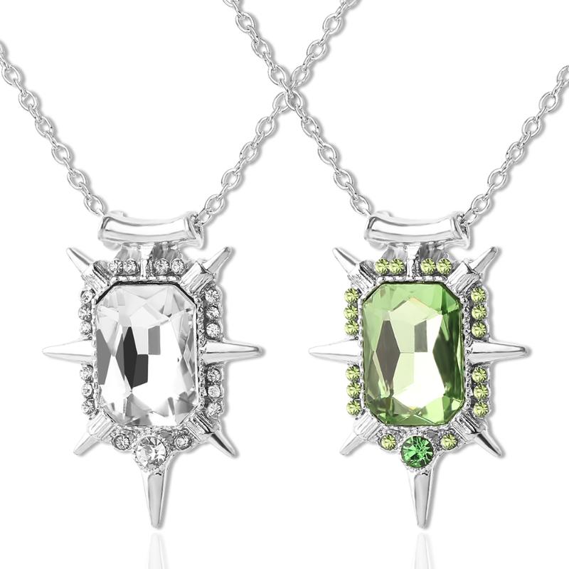 

green white Big crystal Pendant necklace for women men beautiful 2 colors Zirconia link chain necklaces choker Gifts