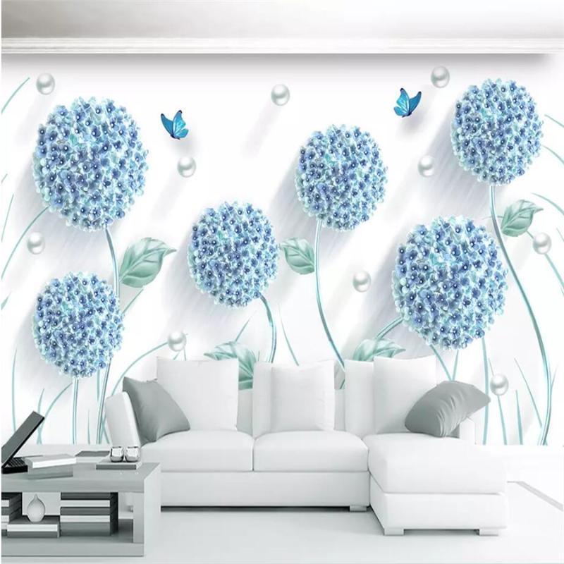 

mural Custom wallpaper 3d Photo Murals Modern Simple Embossed Dandelion Nordic Background Wall paper painting papel de parede1