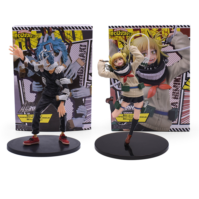 

2pcs Anime My Hero Academia Shigaraki Tomura Himiko Toga Cross my body Action Figures Toy Hero Academia Statue Figurine Toys Y0112