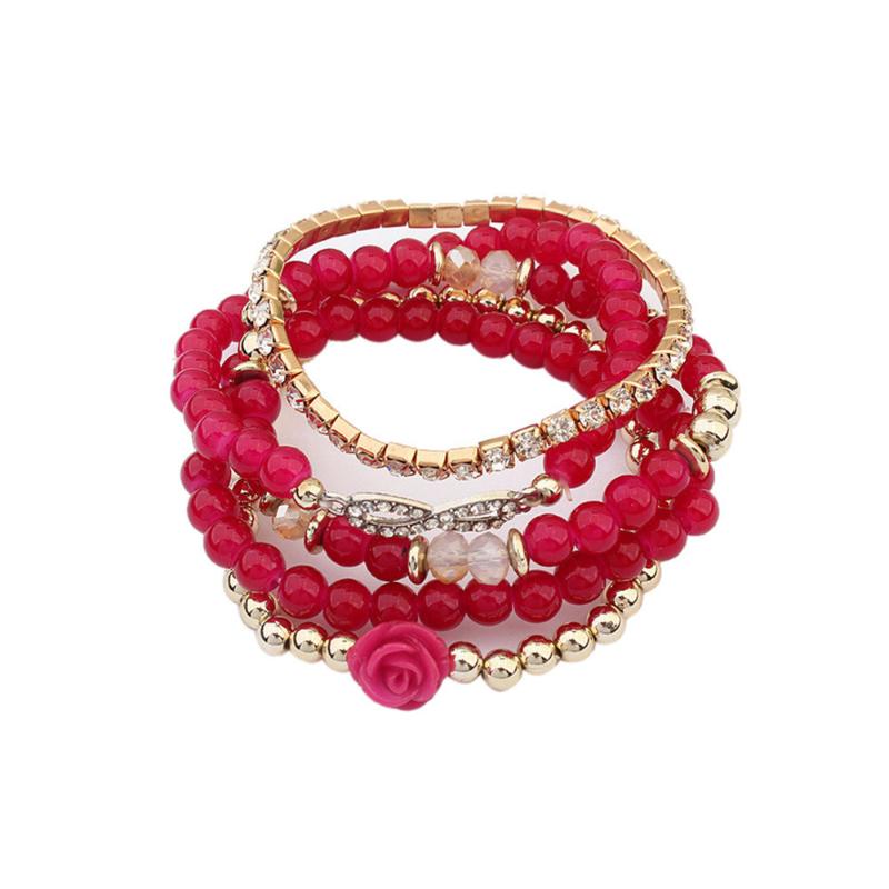 

Lureme Bohemian Beaded Rose Bracelet Stretch Wrap Bangle for Women (bl003180
