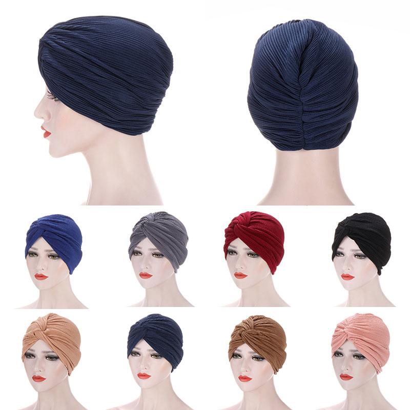 

New Fashion Women Hijab Hat Cotton Turban Dome Cap Headwear for Muslim Hijab Head Scarves Ladies Bonnet Cap Turban Hat Wholesale