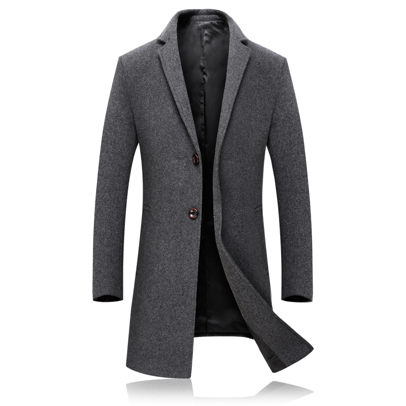

2021 Hot Sale Mens Slim Fit Business Long Coats Wool Autumn Men M-3xl Good Quality OT1O, Black