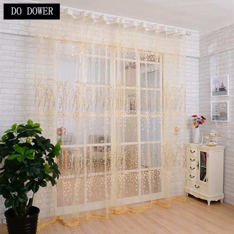 

Yellow Plum Blossom Flower Curtains for Bedroom Living Room Window Light Shading Floral Pattern Decoration tulle on the windows