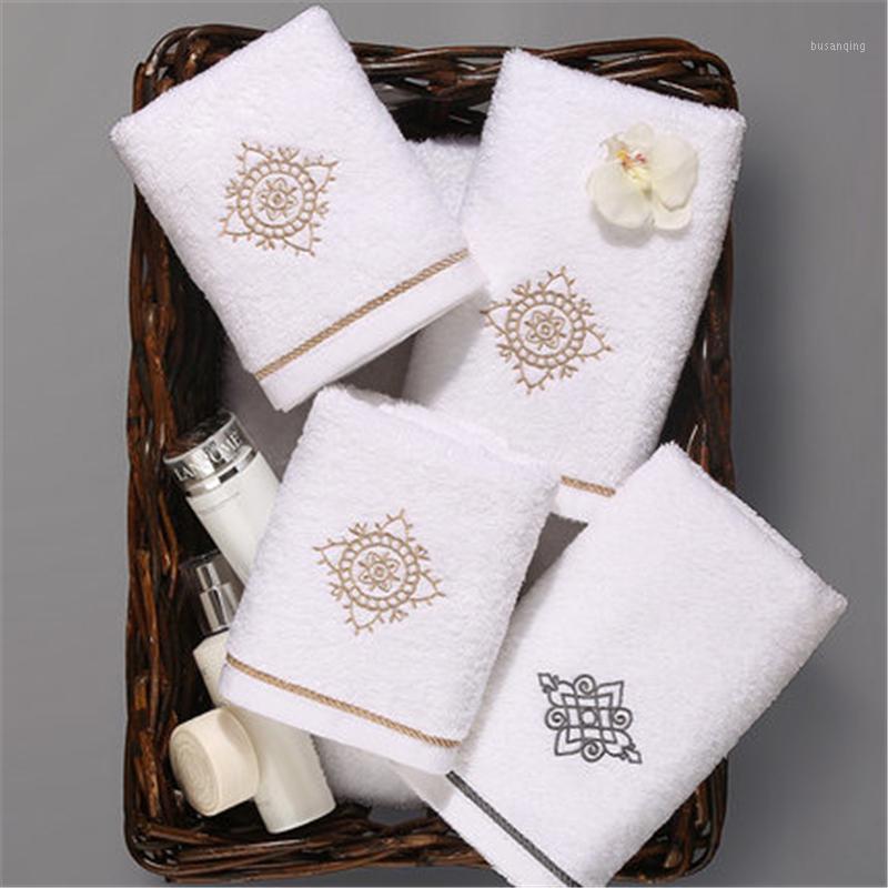 

Five star hotel white towel cotton embroidered face towel adult male and female household1, Grey 2 piece