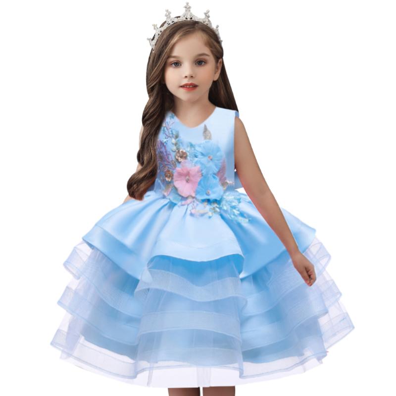 

2020 Christmas Children Princess Dress For Girls Tutu Lace Baby Kids Dress For Flower Girls Wedding Birthday Evening Party 1-5-8, Pink