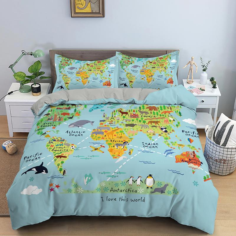 

Bedding Duvet Cover Set for Kids Vivid Printed Childrens Bedding Quilted Duvet Cover  Queen King Size, Set 3