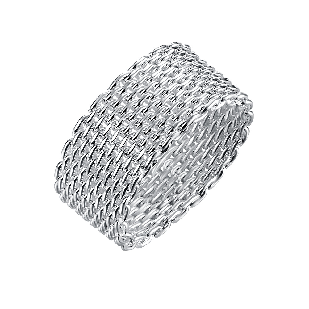 

Mesh shape ring silver round braided jewelry new accessories marriage proposal engagement wedding anniversary travel souvenir