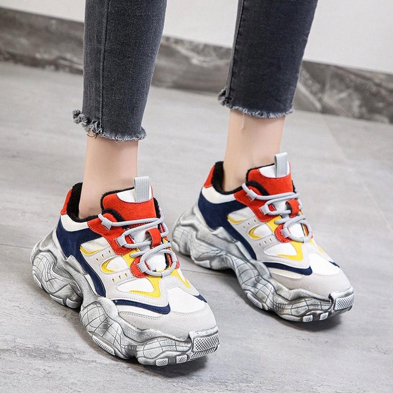 

Winter Thick Sole Sneakers Women Shoes Plush Platform Sneakers Warm Vulcanized Shoes Women Chunky Trainers Tenis Feminino #AG0m