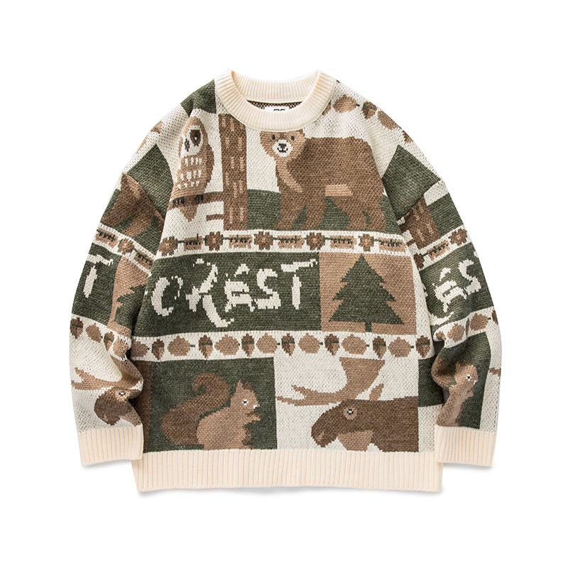 

New Men Little Bear Zoo Winter Sweaters 2021 Mens O-neck Korean Fashions Sweater Women Casual Harajuku Clothes J8dm