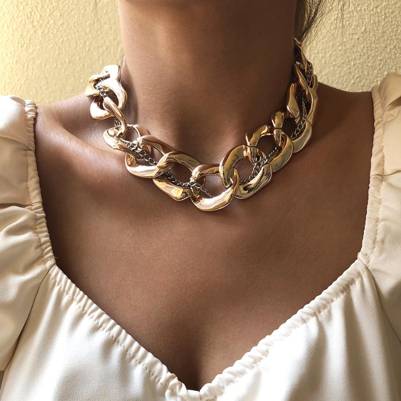

Steampunk Chunky Chain Necklace for Women Gold Color Gothic Thicken Chain Choker Necklace Hip-Hop Punk Rock Jewelry