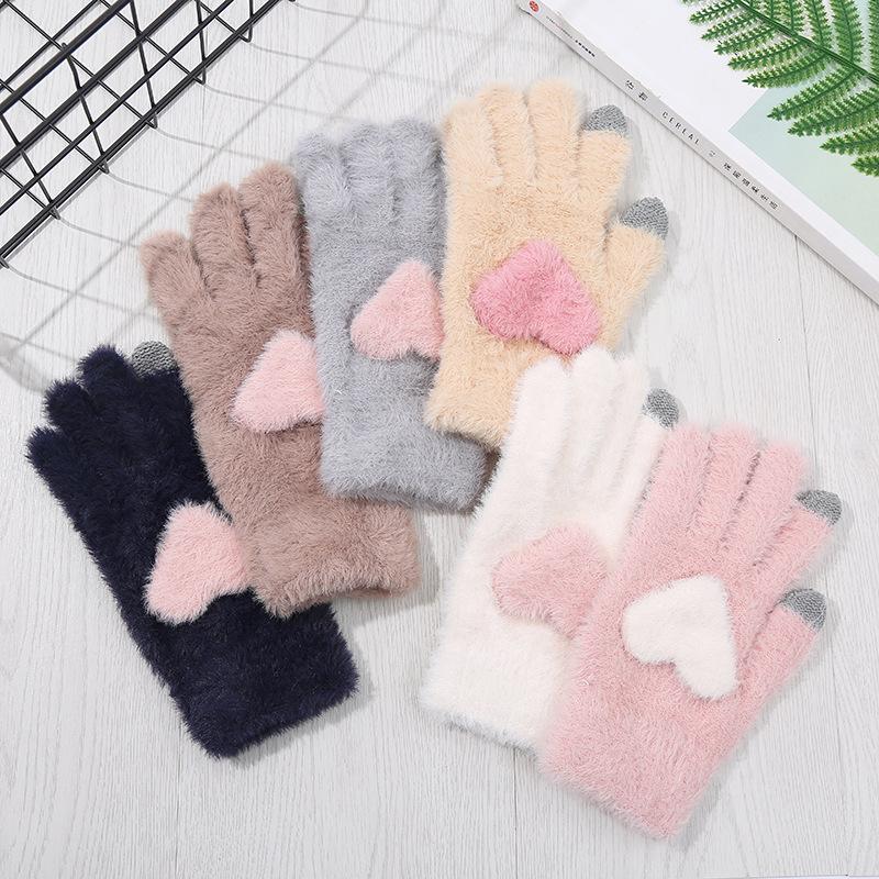 

Winter Gloves For Women Ladies Autumn Winter Warm Cute Love Glove Mitts Female Fashion Touch Screen Glove Outdoor Cycling