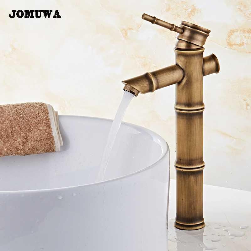 

Bamboo shape Basin faucet Mixer Taps Antique Brass Finished Hot and Cold Mixer Taps Deck Mounted basin tap torneira1