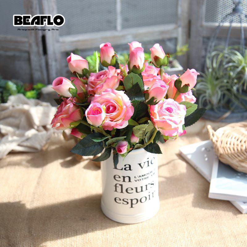 

1PC French Romantic Silk Artificial Rose Flower Fake flower DIY floral for Wedding Party Home Decoration, Blue