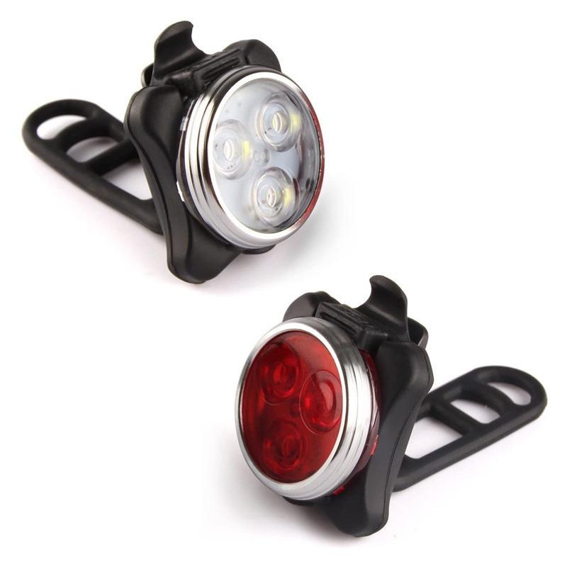 

Bike Lights USB Rechargeable 3 LED Head Front Light 4 Modes Bicycle Sets High Quality Rear Tail Safety Warning Lamp