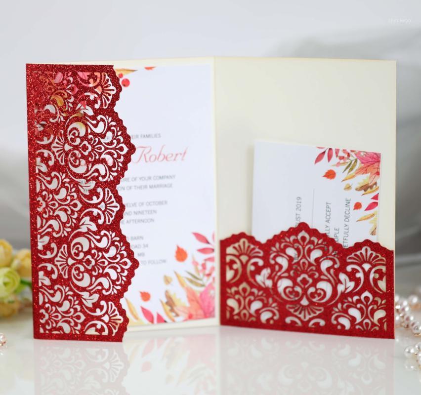 

Elegant Laser Cut Wedding Invitation Cards Greeting Card Tri-Fold Lace Business Card With RSVP Cards Decor Party Supplies1