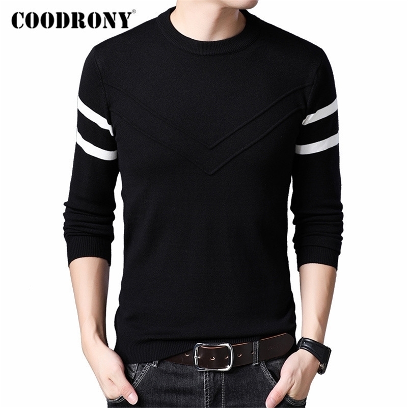 

COODRONY Brand Sweater Men Casual O-Neck Pull Homme Autumn Winter Warm Knitwear Sweaters Pullover Men Jersey Hombre C1011 201201, Red