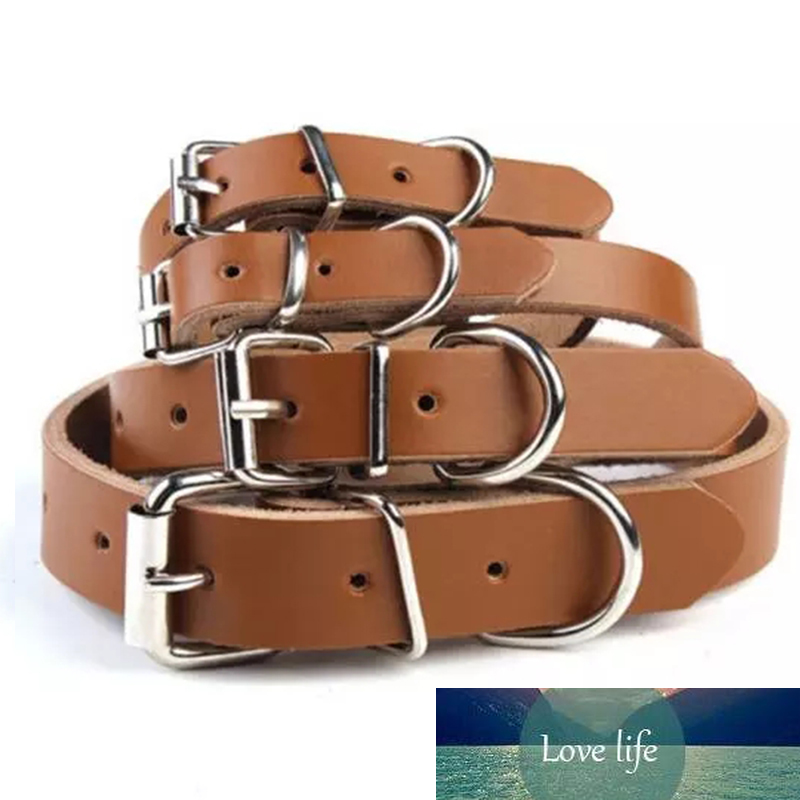 

Cow Leather Pet Dog Cat Puppy Collar Adjustable Neck Buckle Black Brown Dropshipping