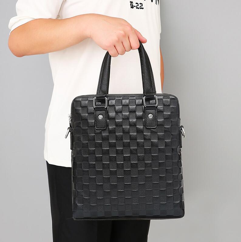 

Wholesale factory men shoulder bags Joker first leather business briefcase vertical large capacity leather handbags black crocodile pattern handbag, Black2-8341