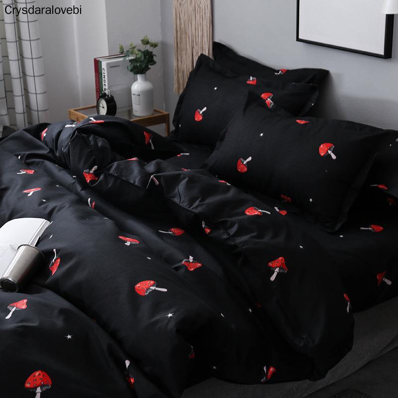 

Cute Red Mushroom Pattern Bedding Sets 3/4pcs Super Soft Bed Linings Duvet Cover Bed Sheet Pillowcases Cover Set Queen King Size, As pic