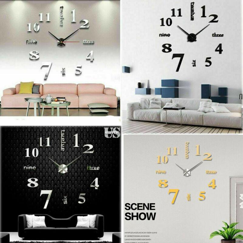 

Modern DIY 3D Large Number Wall Clock Mirror Sticker Decor Home Office Room Mirror Surface Sticker Home Decor Art Design Kit