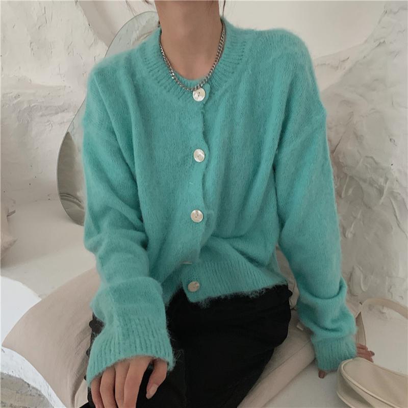 

autumn and winter single breasted cardigan knitting coat women long sleeve solid color sweater jacket fashion new, Beige