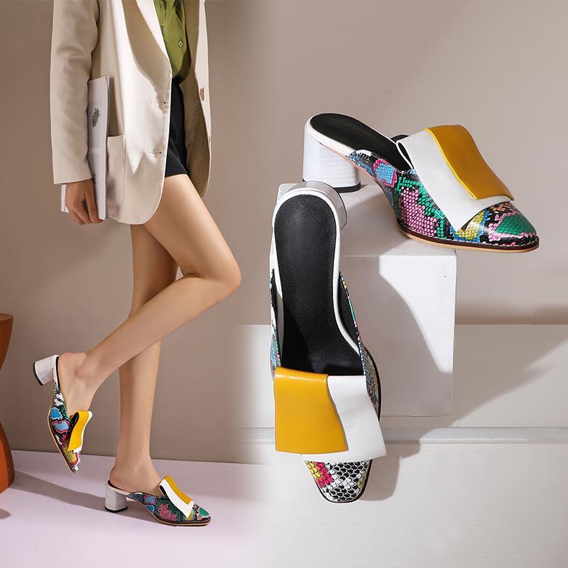 

2021 New Size 34-42 Fashionable Foot-square High Heels Sandals Women's Printed Shoes Ladies'shoes RVYN, Black