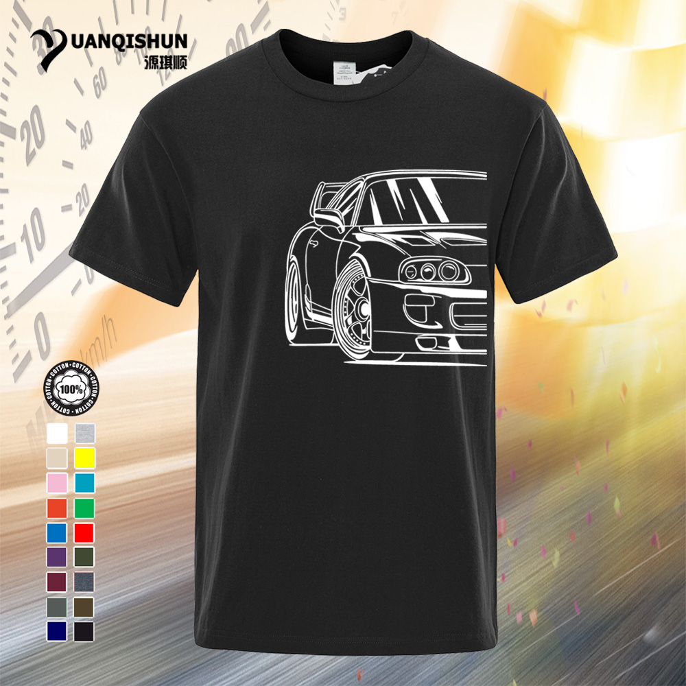 

YUANQISHUN Supra 2JZ JDM T Shirt 16 Colors Fashion Tee Shirt 100% Cotton Plus Size Sports Car T-shirt 2021 Streetwear Camiseta 0181-J, Black 1
